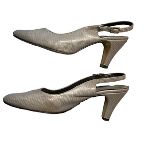 Vintage Gray crocodile like slingbacks size 8 medium